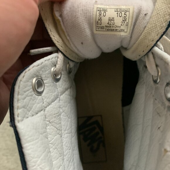 Navy Blue and White Hi-Top Vans. Size 9 Men. - Picture 8 of 8